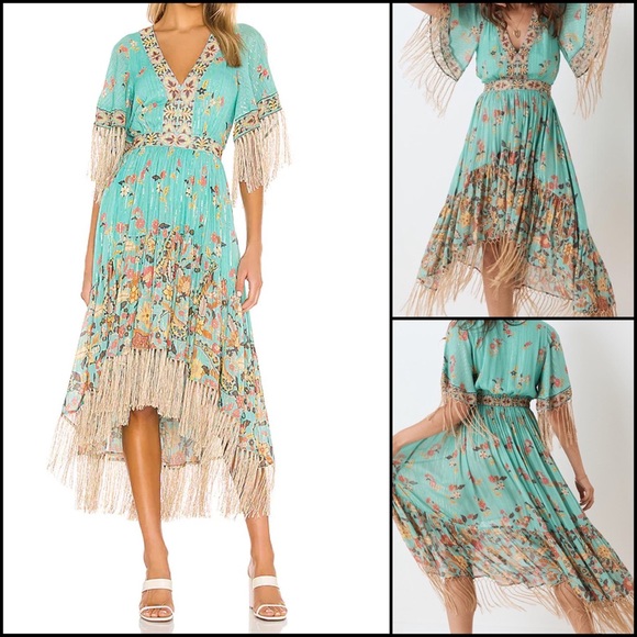 Spell and the Gypsy Collective Floral High Low Tassel Fringe Midi Maxi Dress - Picture 11 of 16